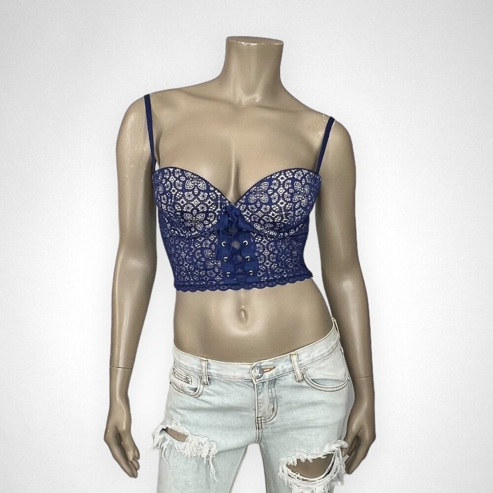VICTORIA'S SECRET Blue Padded‎ Demi Bustier 32D